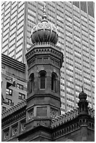 Central synagogue dome. NYC, New York, USA (black and white)