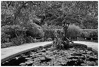 Pool and sculpture inspired by children South Garden. NYC, New York, USA ( black and white)