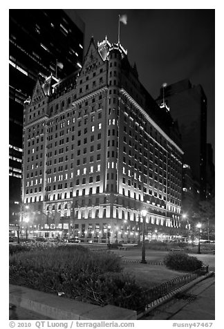 Plaza Hotel at night. NYC, New York, USA