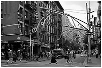 Little Italy street. NYC, New York, USA ( black and white)