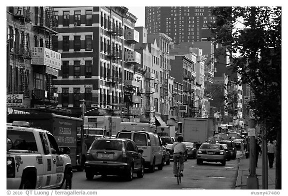 Bowery street. NYC, New York, USA (black and white)