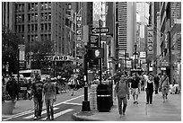Pedestrian plazas on street near Times Squares. NYC, New York, USA ( black and white)