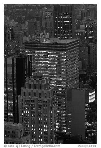 Office towers at dusk. NYC, New York, USA (black and white)