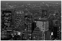 Manhattan towers at dusk from above. NYC, New York, USA (black and white)
