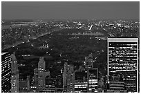 Central Park at night from above. NYC, New York, USA ( black and white)