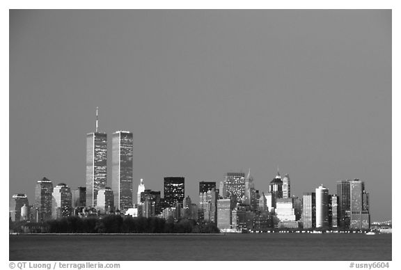 South Manhattan and WTC at dusk. NYC, New York, USA