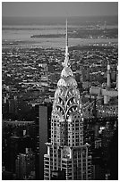 Chrysler building, seen from the Empire State building at dusk. NYC, New York, USA ( black and white)