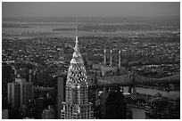 Chrysler building, seen from the Empire State building, nightfall. NYC, New York, USA ( black and white)