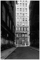 Narrow street. NYC, New York, USA (black and white)