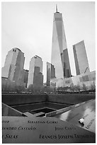 9/11 Memorial and World Trade Center. NYC, New York, USA ( black and white)