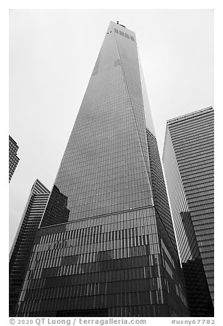 Freedom Tower from the base. NYC, New York, USA (black and white)