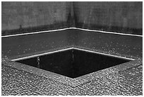 Pools representing footprint of tower, 9/11 Memorial. NYC, New York, USA ( black and white)