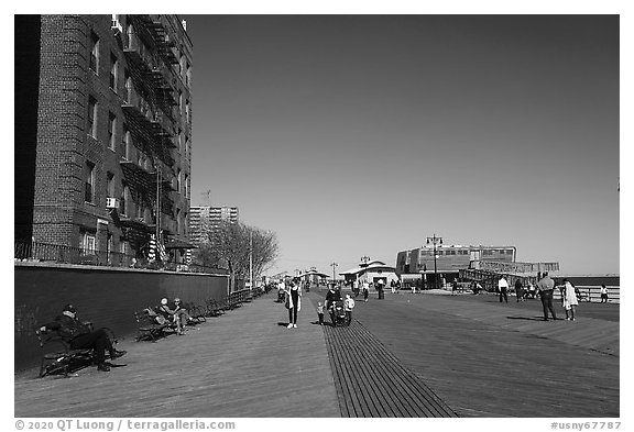 Coney Island Boardwalk. New York, USA (black and white)