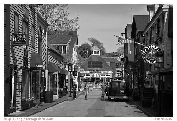 Area of shops near harbor. Newport, Rhode Island, USA