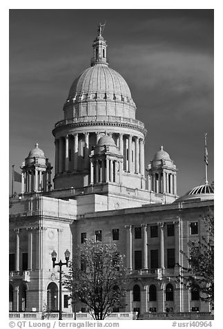Rhode Island State House, with fourth largest marble dome in the world. Providence, Rhode Island, USA (black and white)