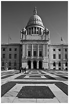 Plazza and Rhode Island State House, late afternoon. Providence, Rhode Island, USA ( black and white)