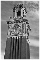 Carrie Tower, at sunset, Brown University. Providence, Rhode Island, USA (black and white)