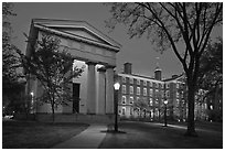 Manning Hall and  University Hall by night, Brown University. Providence, Rhode Island, USA (black and white)