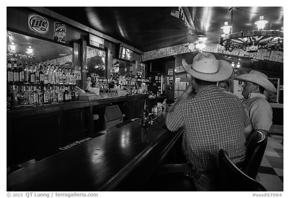 Inside bar, Interior. South Dakota, USA (black and white)