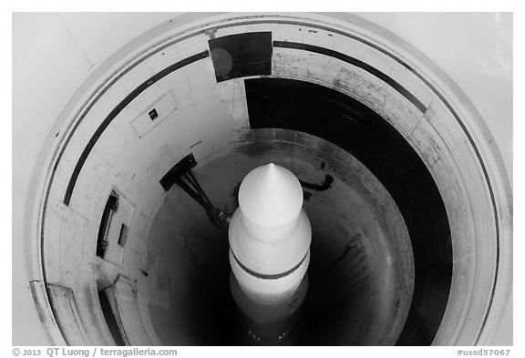 Minuteman II missile in silo. Minuteman Missile National Historical Site, South Dakota, USA (black and white)