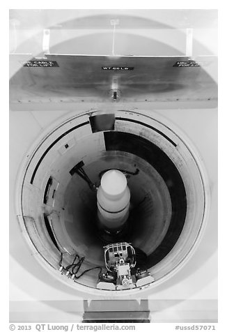 Nuclear missile silo Delta-09. Minuteman Missile National Historical Site, South Dakota, USA (black and white)