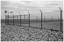 Perimeter enclosure of missile launch facility. Minuteman Missile National Historical Site, South Dakota, USA ( black and white)