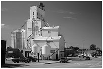 Main street with grain silo, Belle Fourche. South Dakota, USA ( black and white)