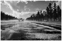 Highway with hail, Black Hills National Forest. Black Hills, South Dakota, USA ( black and white)