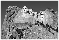 Borglum monumental sculpture of US presidents, Mount Rushmore National Memorial. South Dakota, USA (black and white)