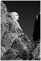 George Washington profile, Mount Rushmore National Memorial. South Dakota, USA ( black and white)
