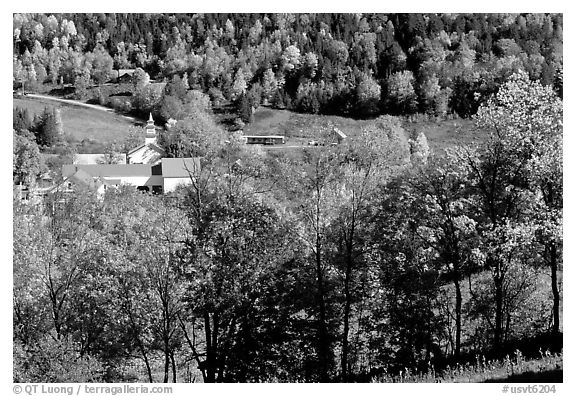 East Topsham village in autumn. Vermont, New England, USA (black and white)