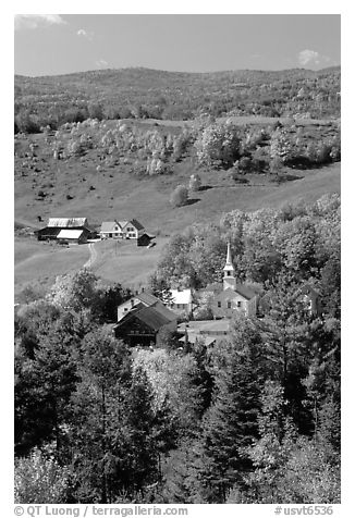 Church and farm,  East Corinth. Vermont, New England, USA