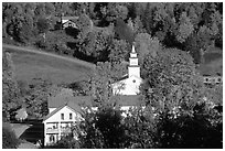 Red roofs in East Topsham village. Vermont, New England, USA (black and white)