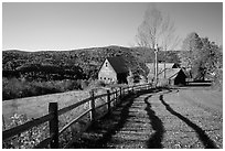 Fence and barn. Vermont, New England, USA (black and white)