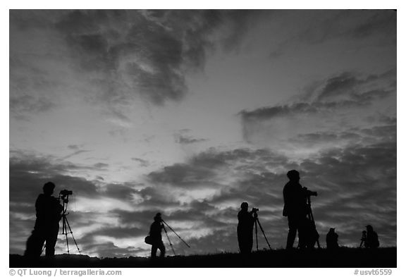 Photographers at sunrise near Jenne Farm. Vermont, New England, USA