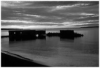 Sunset over Lake Superior, Apostle Islands National Lakeshore. Wisconsin, USA ( black and white)