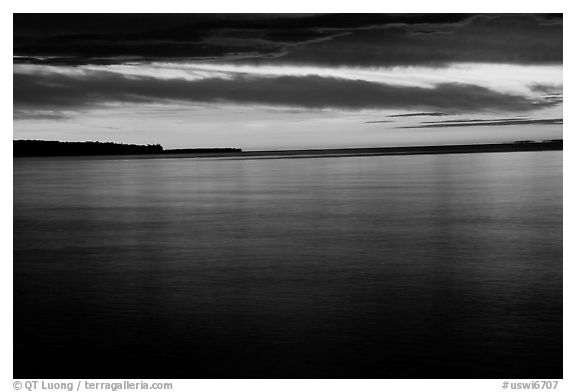 Apostle Islands National Lakeshore at sunset. Wisconsin, USA (black and white)