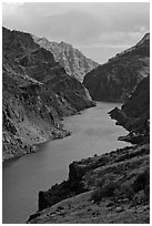 Deepest river-cut canyon in the United States. Hells Canyon National Recreation Area, Idaho and Oregon, USA ( black and white)