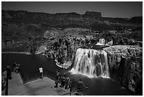 Tourists at overlook, Shoshone Falls. Idaho, USA ( black and white)