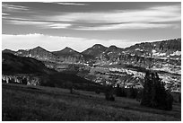 Meadows and mountains, Face Trail. Jedediah Smith Wilderness,  Caribou-Targhee National Forest, Idaho, USA ( black and white)