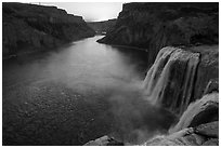 Shoshone Falls and Snake River at sunset. Idaho, USA ( black and white)