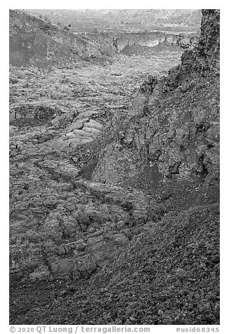 Mouth of North Crater. Craters of the Moon National Monument and Preserve, Idaho, USA (black and white)