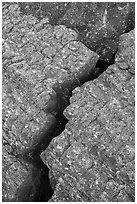 Close-up of crack in lava. Craters of the Moon National Monument and Preserve, Idaho, USA ( black and white)