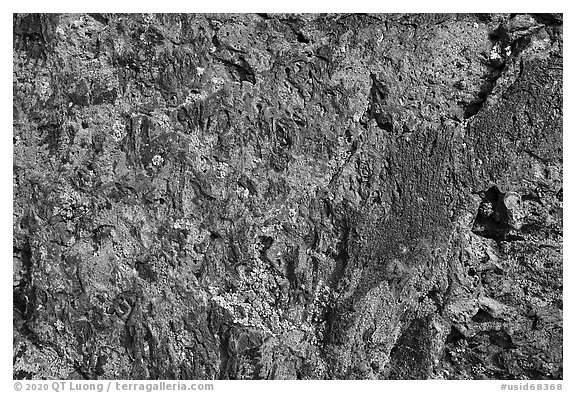 Close-up of Blue Dragon lava flow. Craters of the Moon National Monument and Preserve, Idaho, USA (black and white)