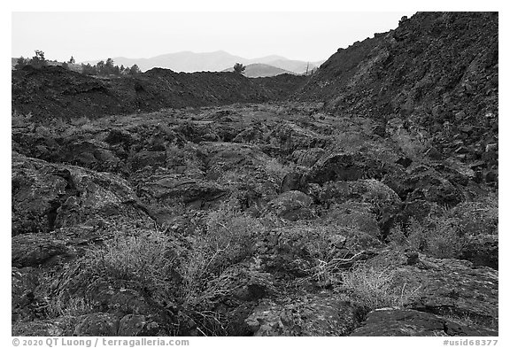 Lava flow near Broken Top. Craters of the Moon National Monument and Preserve, Idaho, USA (black and white)