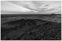 Sunrise from Echo Crater. Craters of the Moon National Monument and Preserve, Idaho, USA ( black and white)