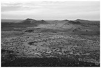 Watchman and Sentinel cinder cones from Echo Crater. Craters of the Moon National Monument and Preserve, Idaho, USA ( black and white)