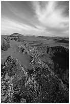 Echo Crater and Pioneer Mountains. Craters of the Moon National Monument and Preserve, Idaho, USA ( black and white)
