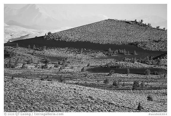 Half cone. Craters of the Moon National Monument and Preserve, Idaho, USA (black and white)