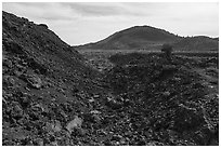 Broken Top flanks and Big Cinder Butte. Craters of the Moon National Monument and Preserve, Idaho, USA ( black and white)